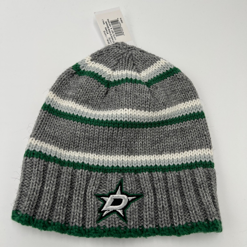 Adidas Dallas‎ Stars NHL Knit Beanie Hat One Size Fits All Gray Green White